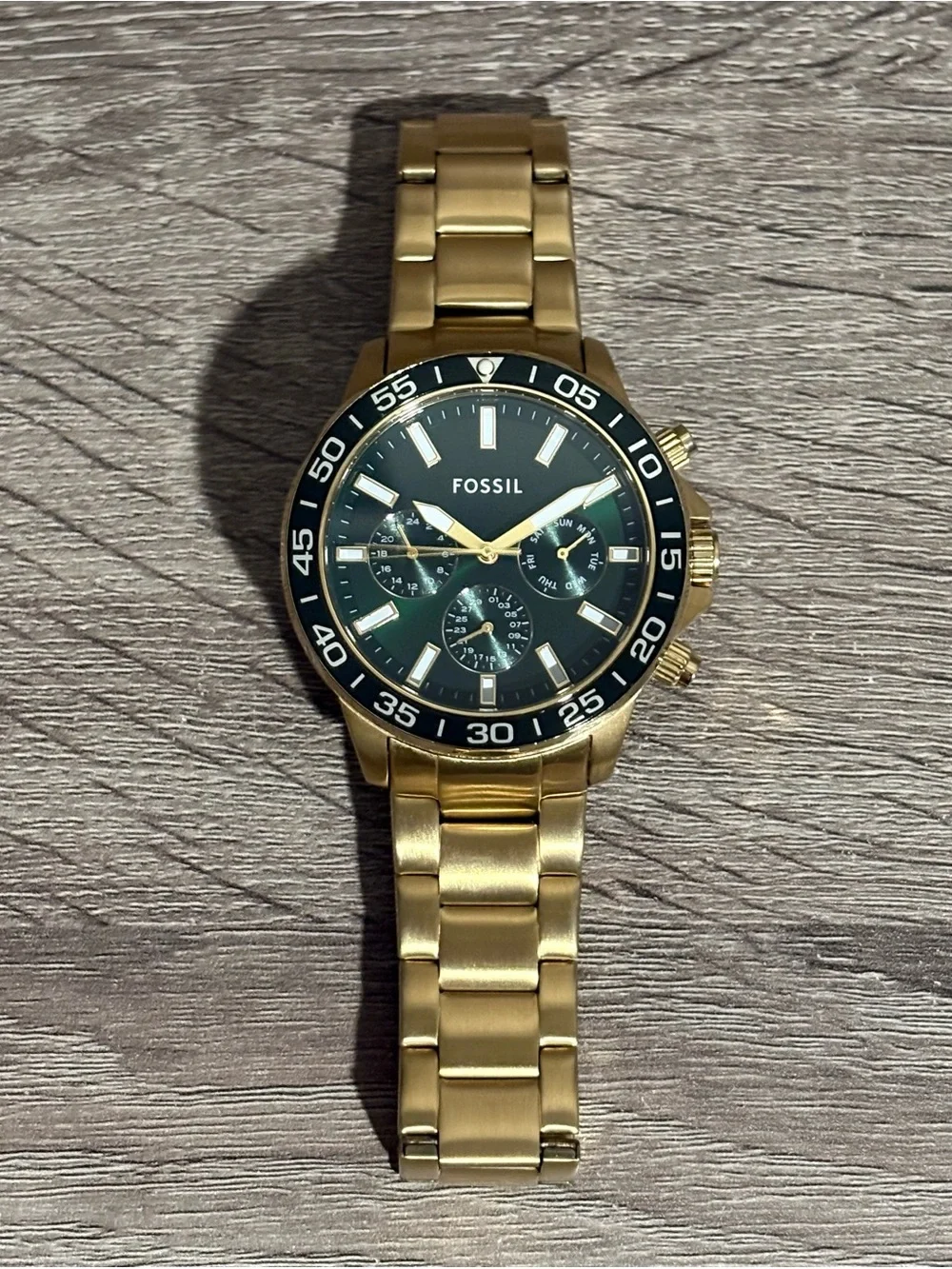 Green Fossil Bannon Chronograph Stainless Steel Men’s Watch With New Battery